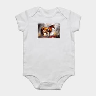 Bonding Moments: Mother and Foal Watercolor Baby Bodysuit